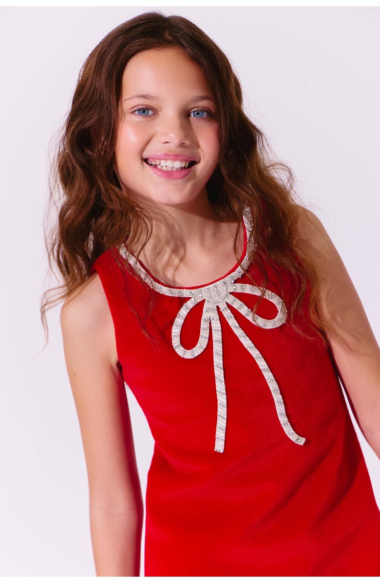Lola + The Boys Velvet Bow Princess Dress, Alternate, color, Red