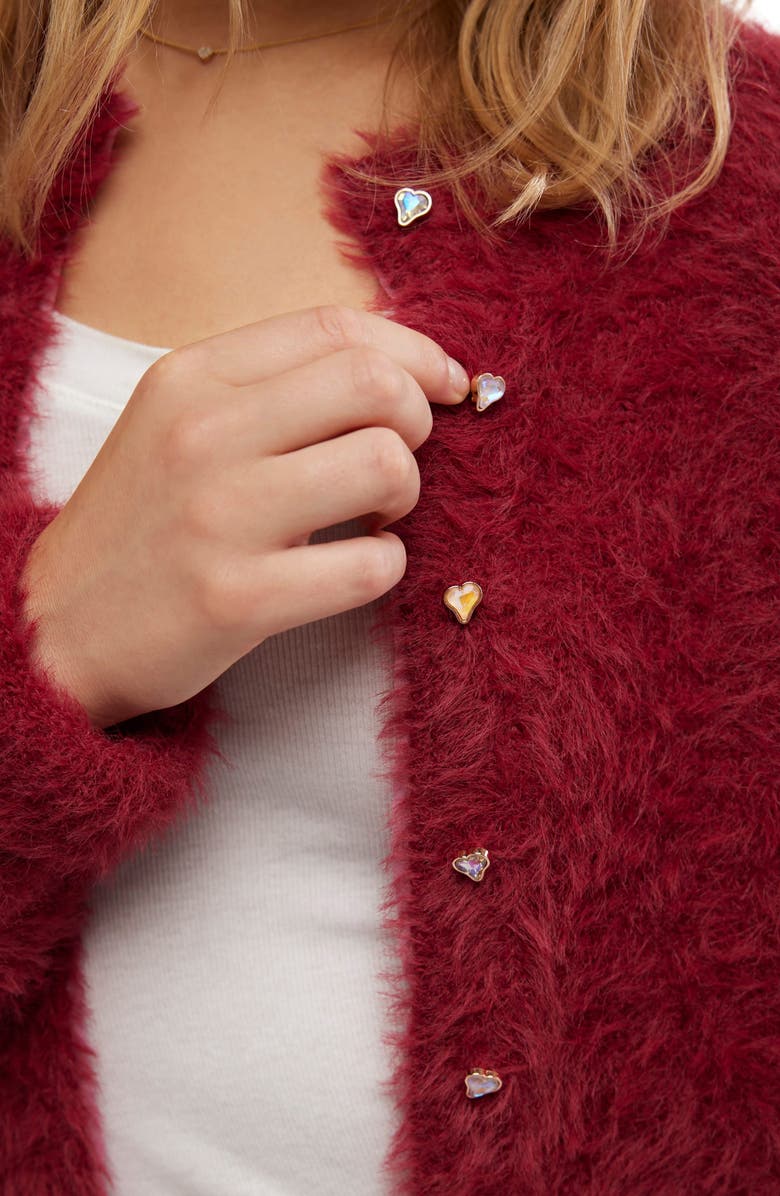 Free People Celeste Open Stitch Cardigan, Alternate, color, Aged Red