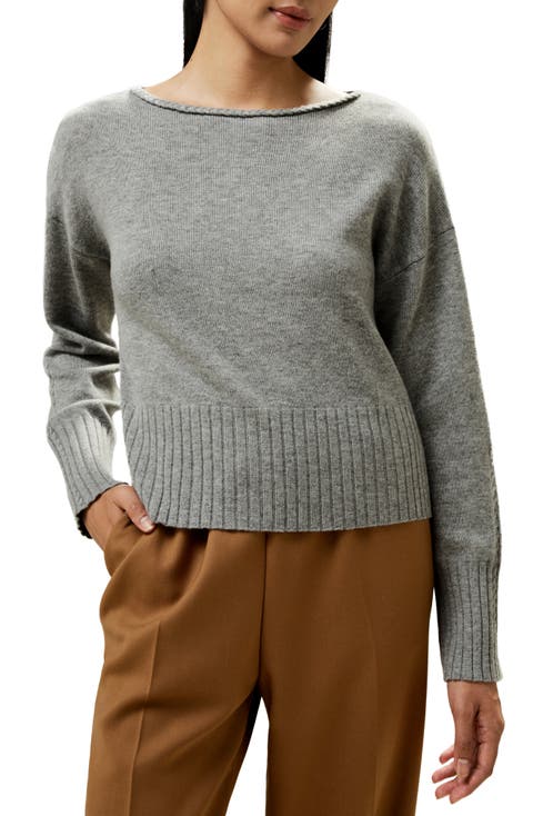 Braided Collar Wool and Cashmere Blend Sweatshirt
