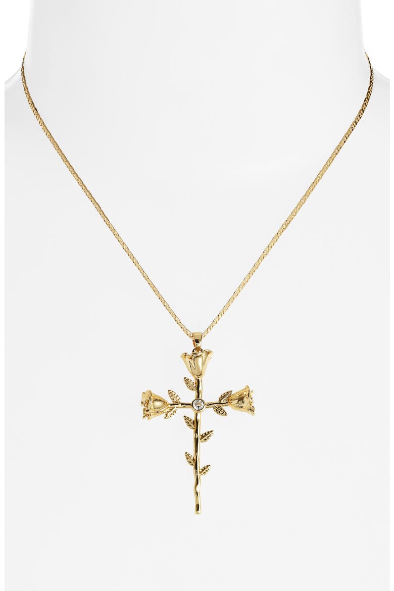 Rosa Sacra Pendant Necklace, Alternate, color, GOLD