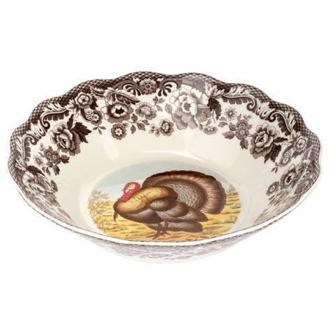 Woodland Turkey Daisy Bowl 10"