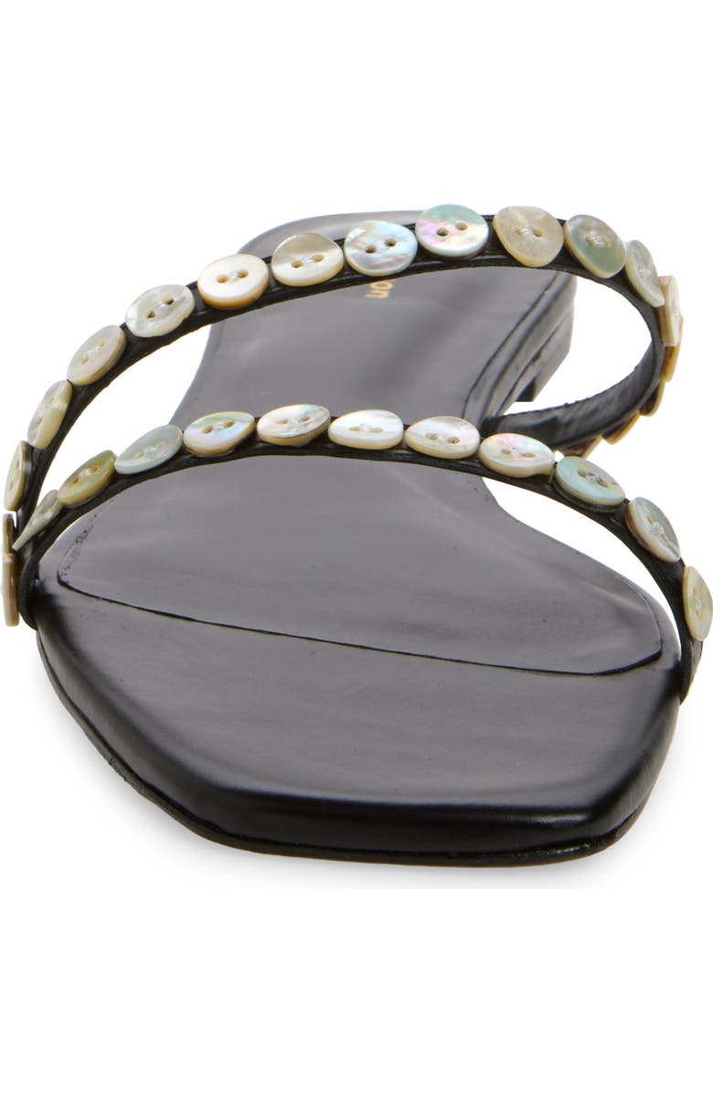 Reformation Shoshana Slide Sandal, Alternate, color, Black Leather Shell Buttons