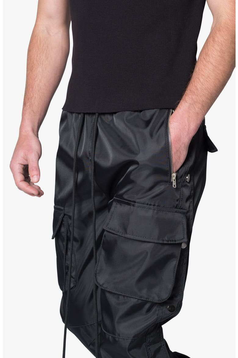 Side Snap Nylon Cargo Pants, Alternate, color, BLACK