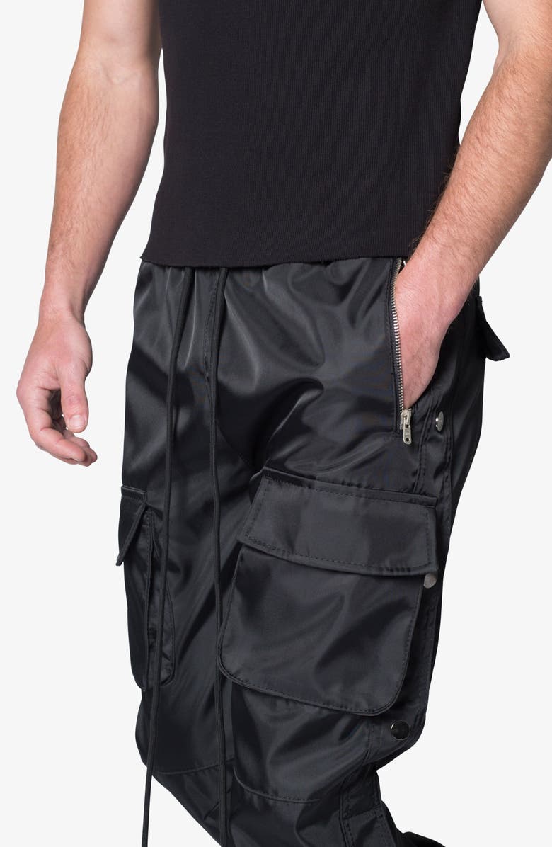 mnml Side Snap Nylon Cargo Pants, Alternate, color, Black