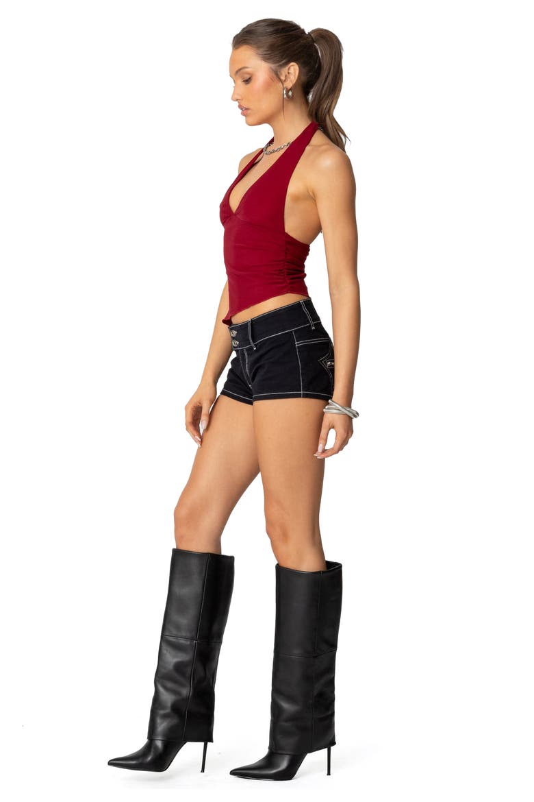 Rhett Asymmetric Halter Top, Alternate, color, BURGUNDY