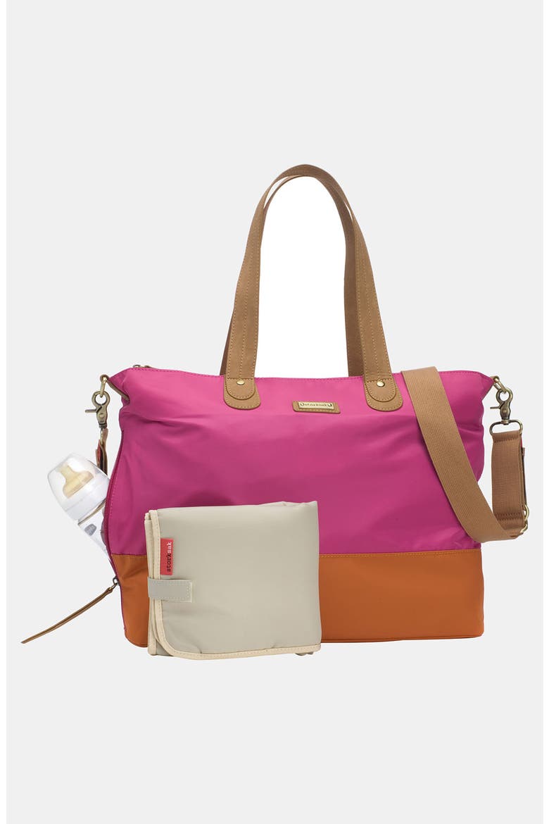 Colorblock Diaper Bag, Alternate, color, FUCHSIA/ ORANGE