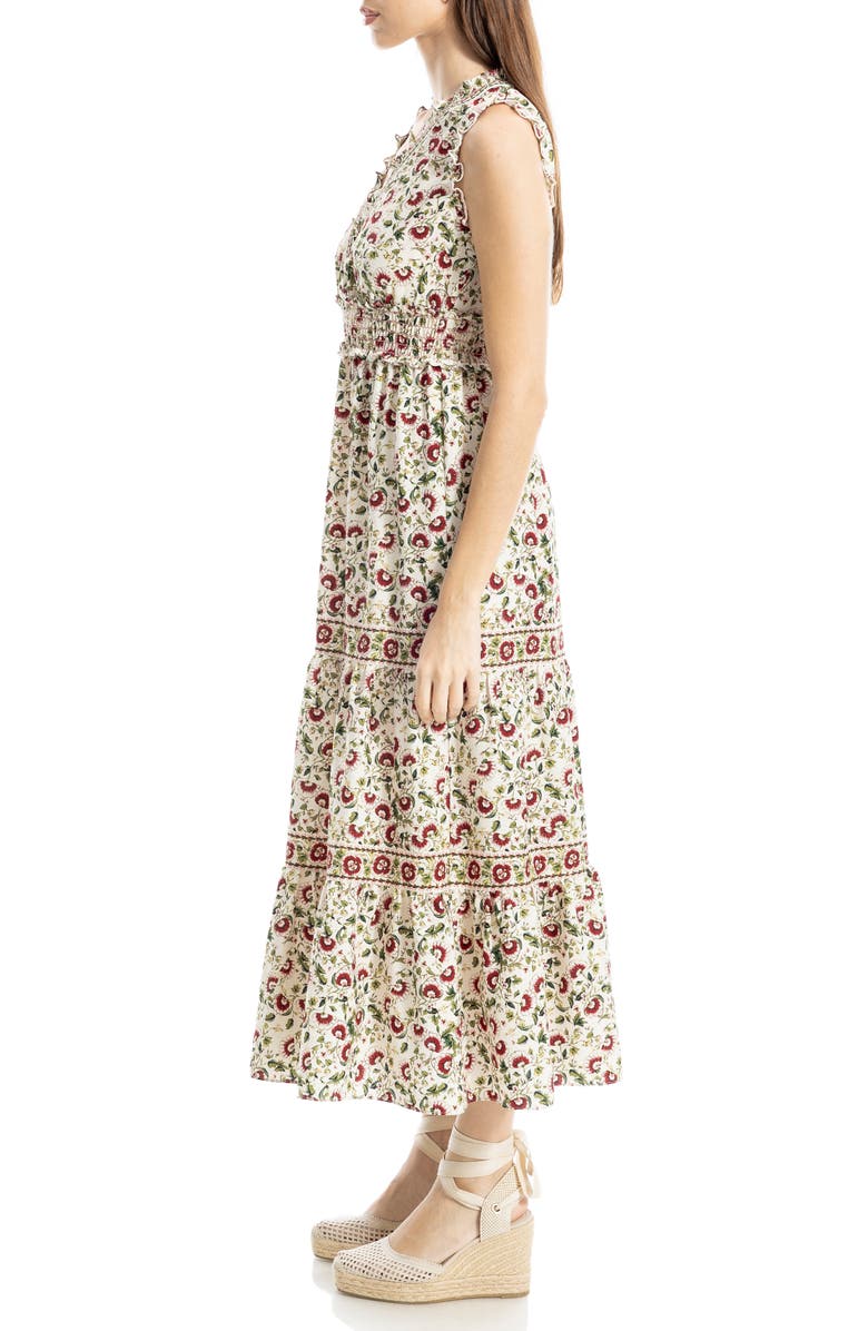 MAX STUDIO Smocked Fit & Flare Maxi Dress, Alternate, color, Cream/ Red Poppies In Bloom