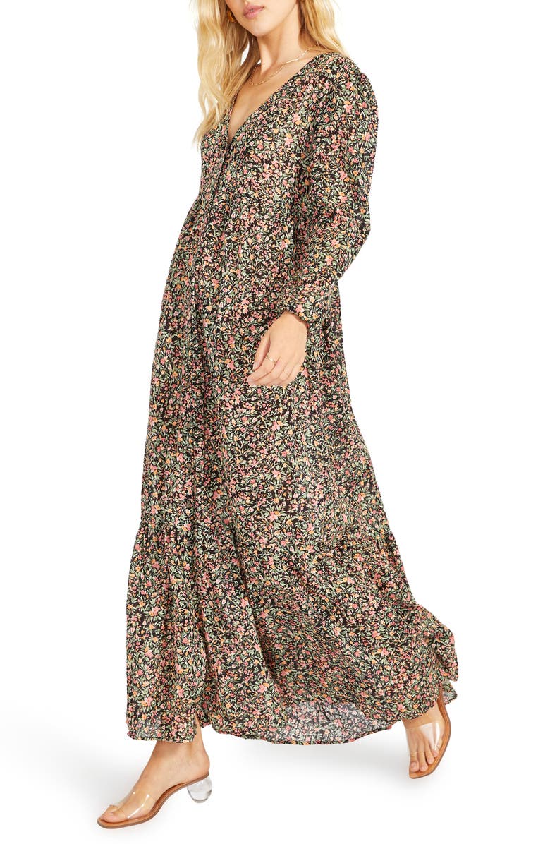 BB Dakota by Steve Madden Feature Length Film Floral Long Sleeve Maxi Dress, Alternate, color, 
