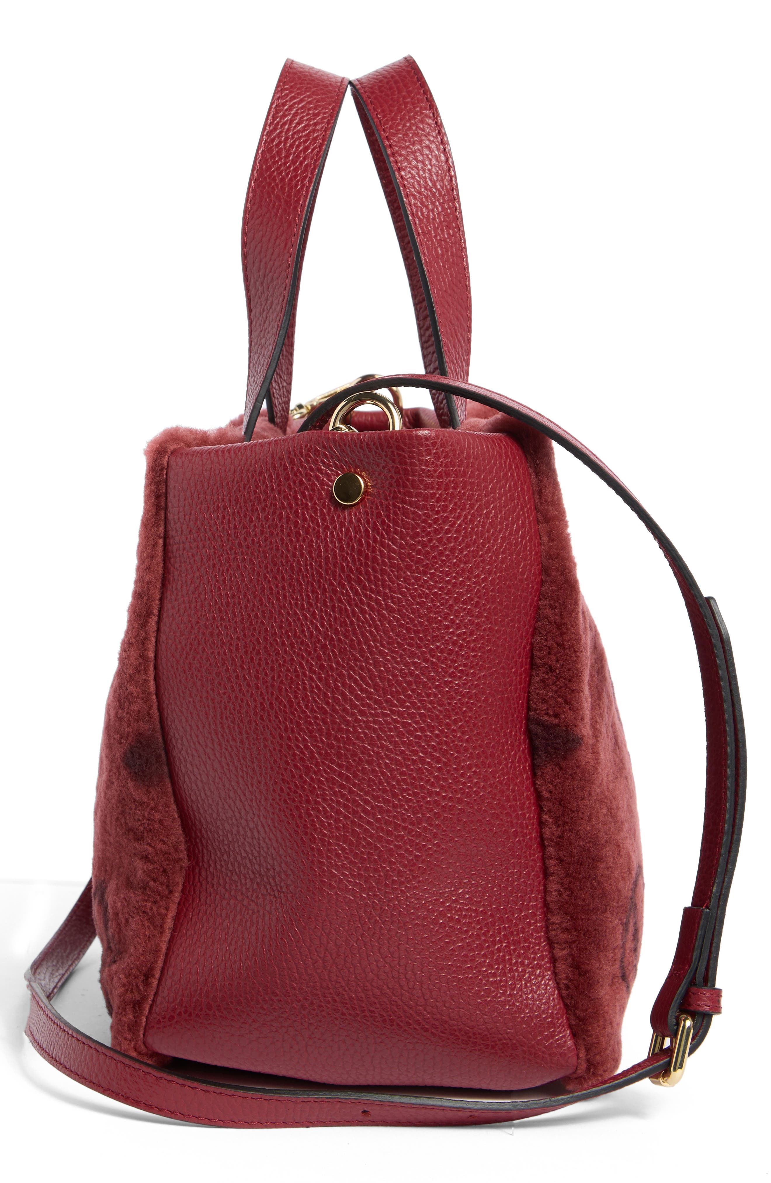 VALENTINO BY MARIO VALENTINO Faux Shearling Tote Bag, Alternate, color, Mahogany