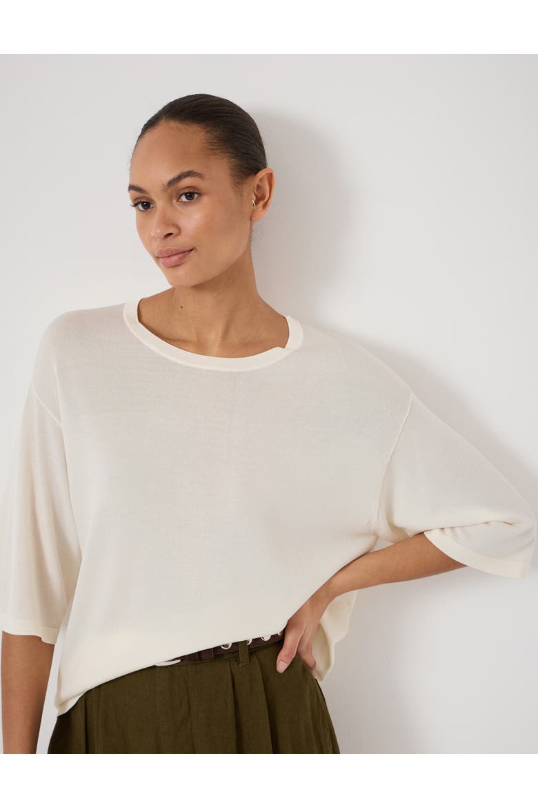 Relaxed Knitted T-shirt, Alternate, color, Ecru White