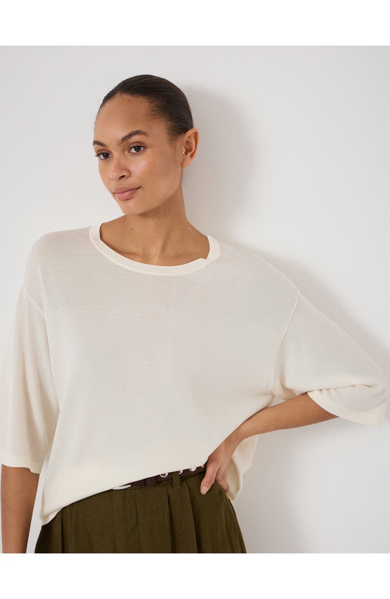 Hush Relaxed Knitted T-shirt, Alternate, color, Ecru White