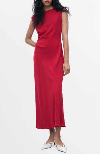 MANGO Ruched Sleeveless Midi Dress