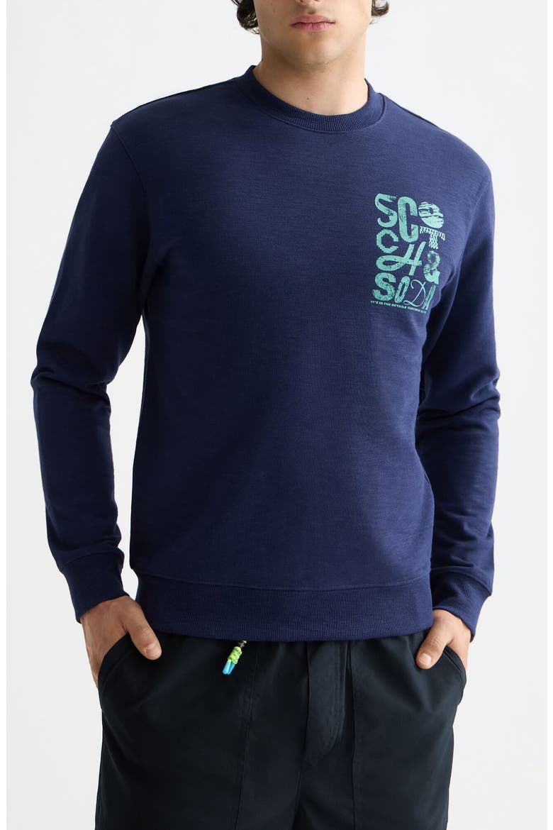 Logo Graphic Crewneck Sweatshirt, Main, color, PEACOAT