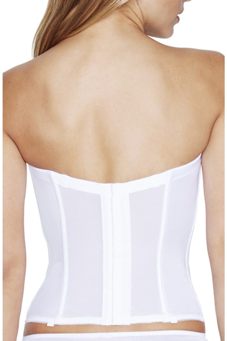 Juliette Satin Low Back Convertible Strapless Corset Longline Bra, Alternate, color, WHITE