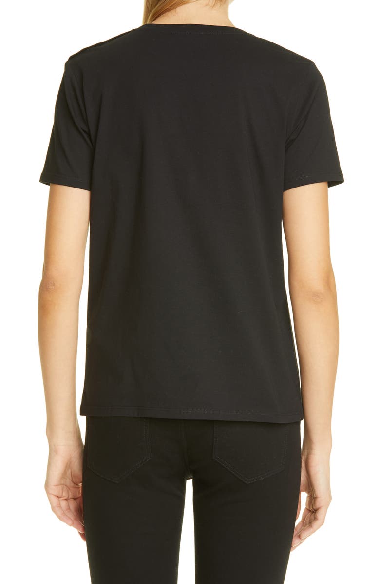 Balmain Button Shoulder Flocked Logo Graphic Tee, Alternate, color,