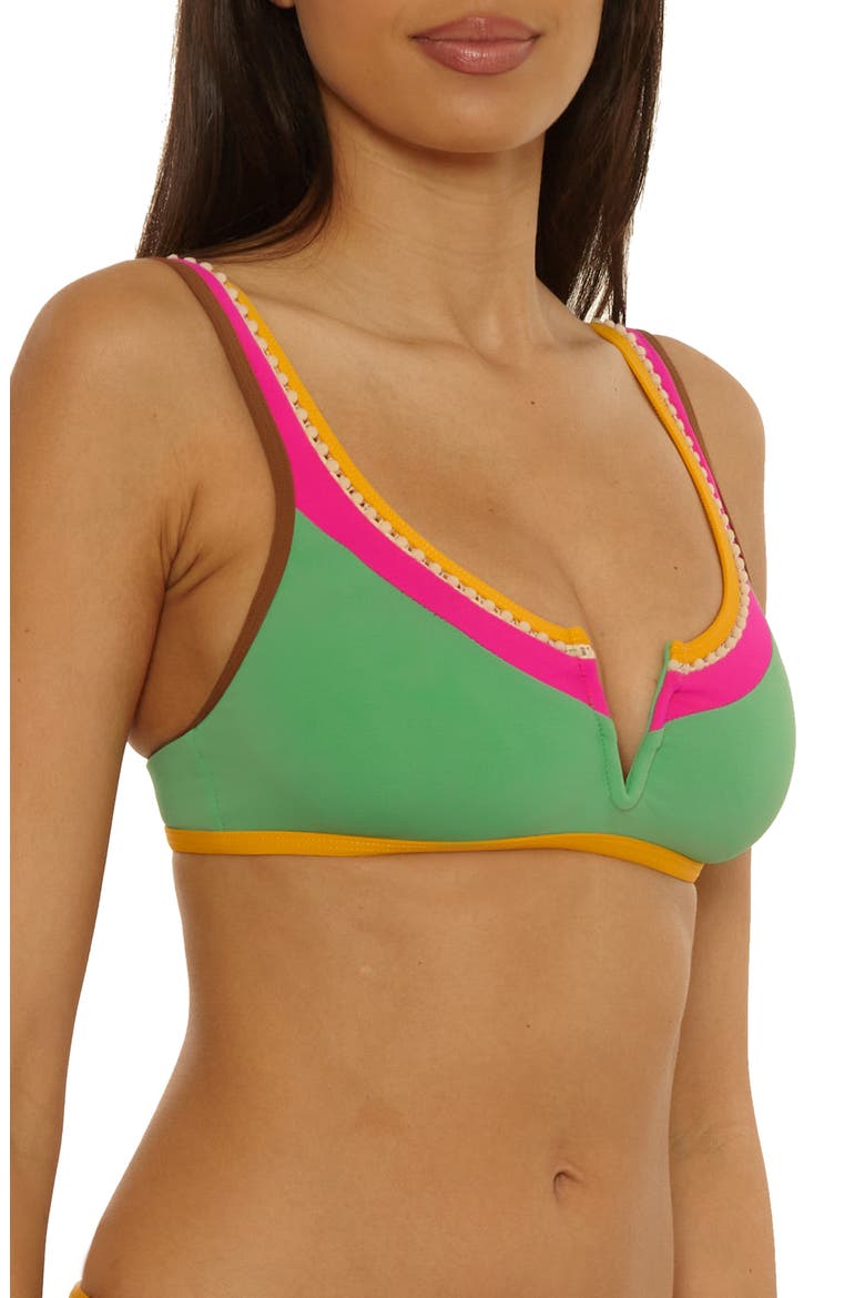 Maldives Pom Trim Bikini Top, Alternate, color, SEA GRASS