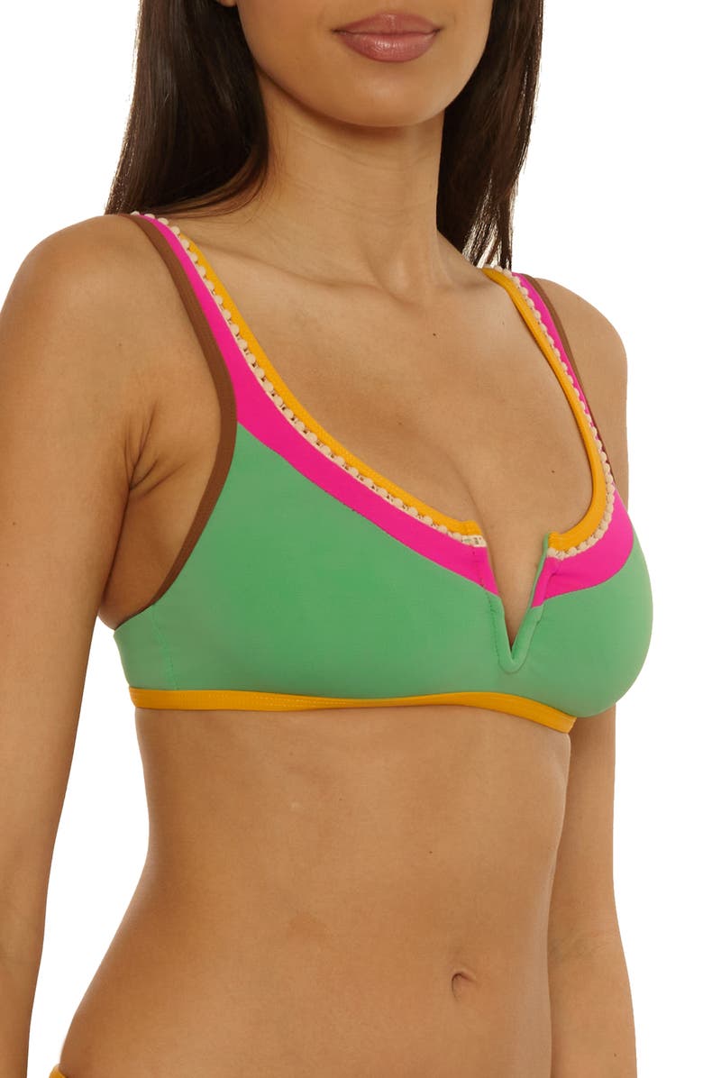 Lucky Brand Maldives Pom Trim Bikini Top, Alternate, color, Sea Grass