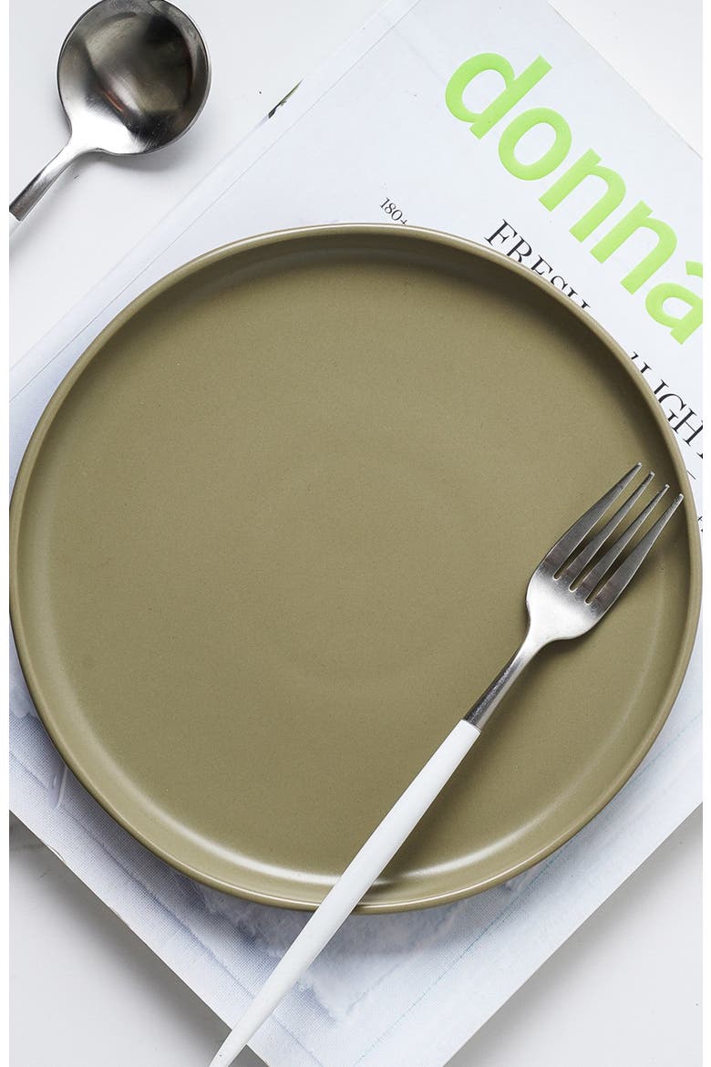 Tom Stoneware 4-Piece Dinner Plate Set, Alternate, color, Olive