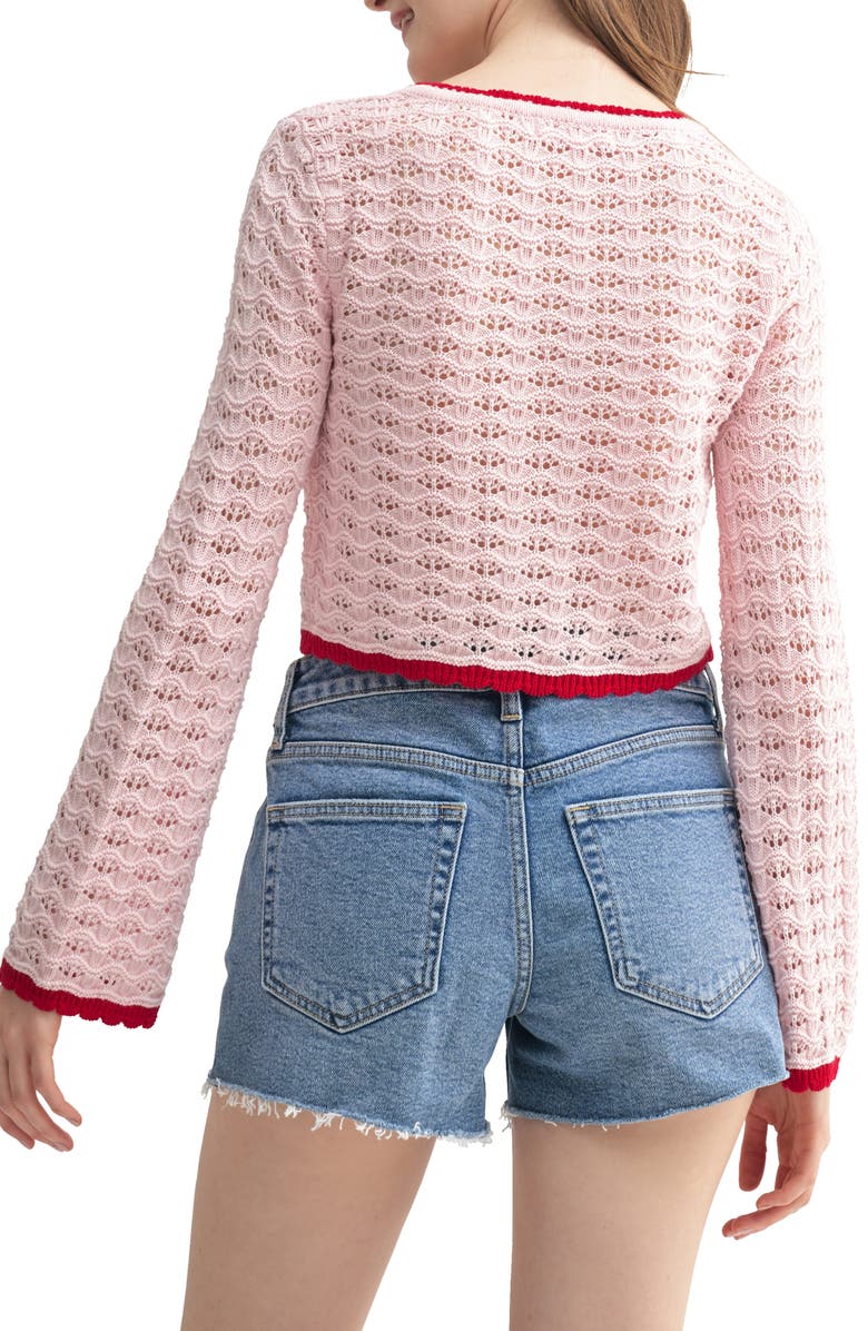 All in Favor Tie Front Open Knit Cardigan, Alternate, color,