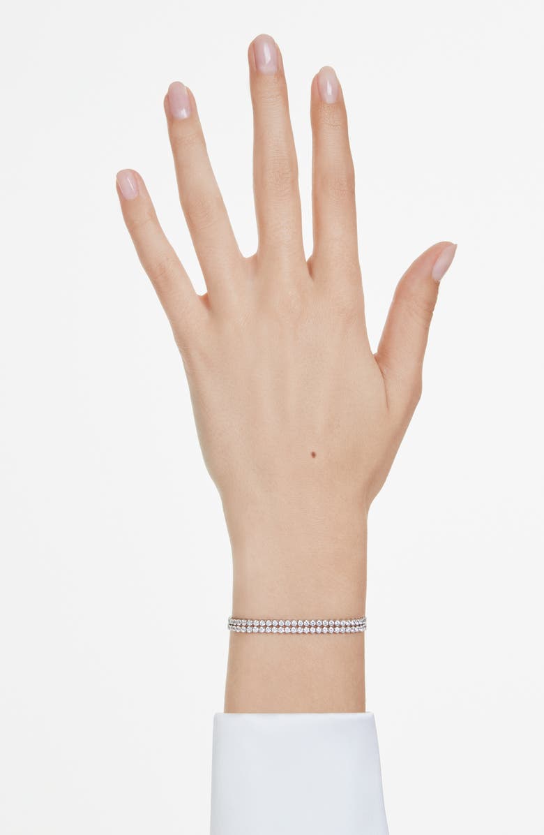 Swarovski Matrix Crystal Double Row Slider Bracelet, Alternate, color, White