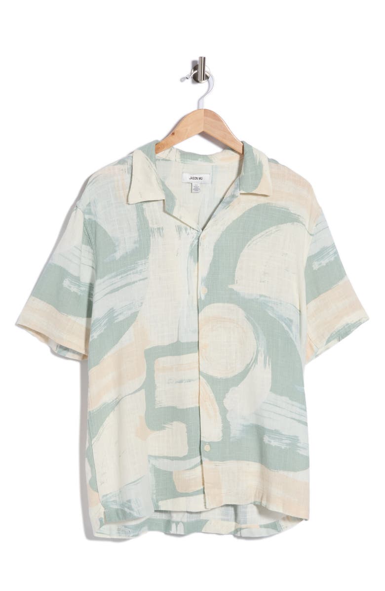JASON WU Watercolor Camp Shirt, Main, color, Paintbrush Print
