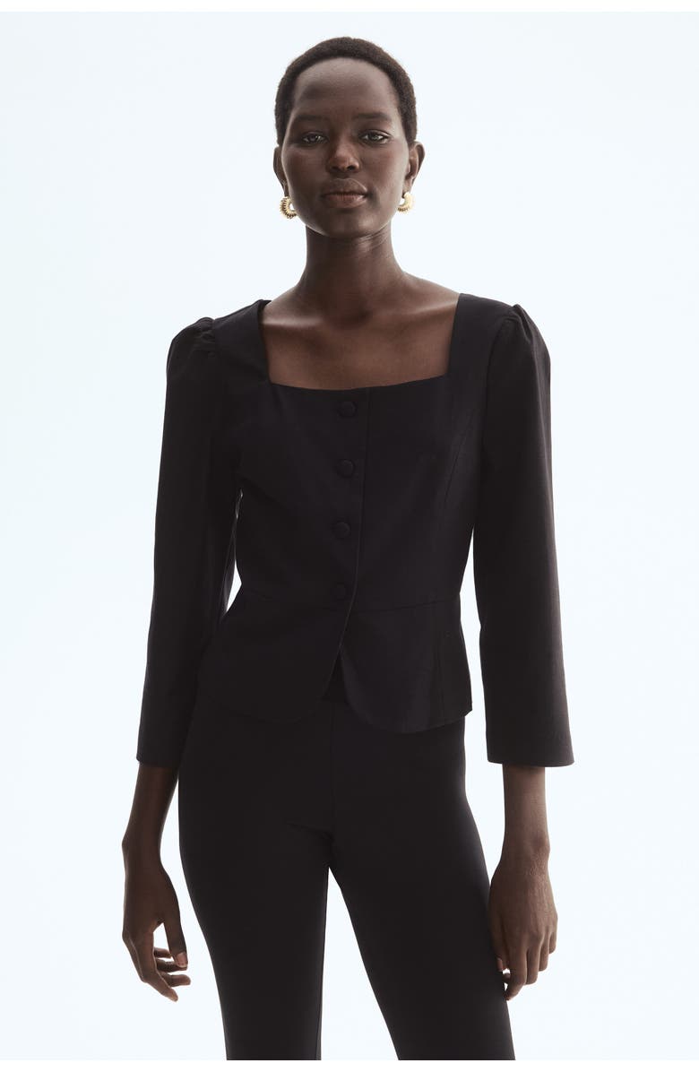 H&M Square-neck Blazer, Alternate, color, Black