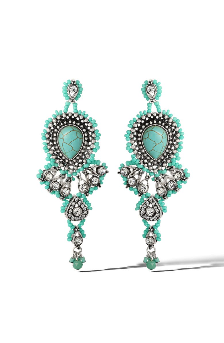 Jessica Simpson Turquiose Bead Statement Earrings, Main, color, Turquoise