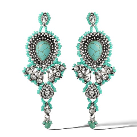 Turquiose Bead Statement Earrings
