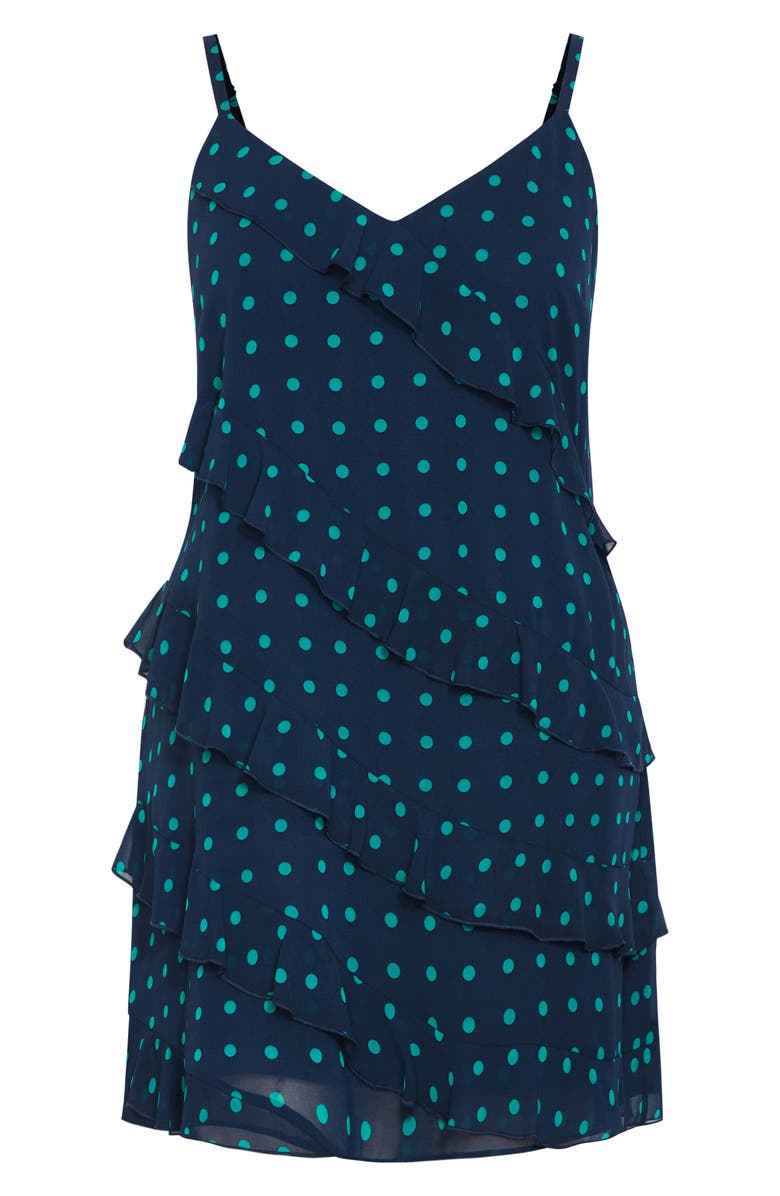 City Chic Harley Polka Dot Ruffle Minidress, Alternate, color, 