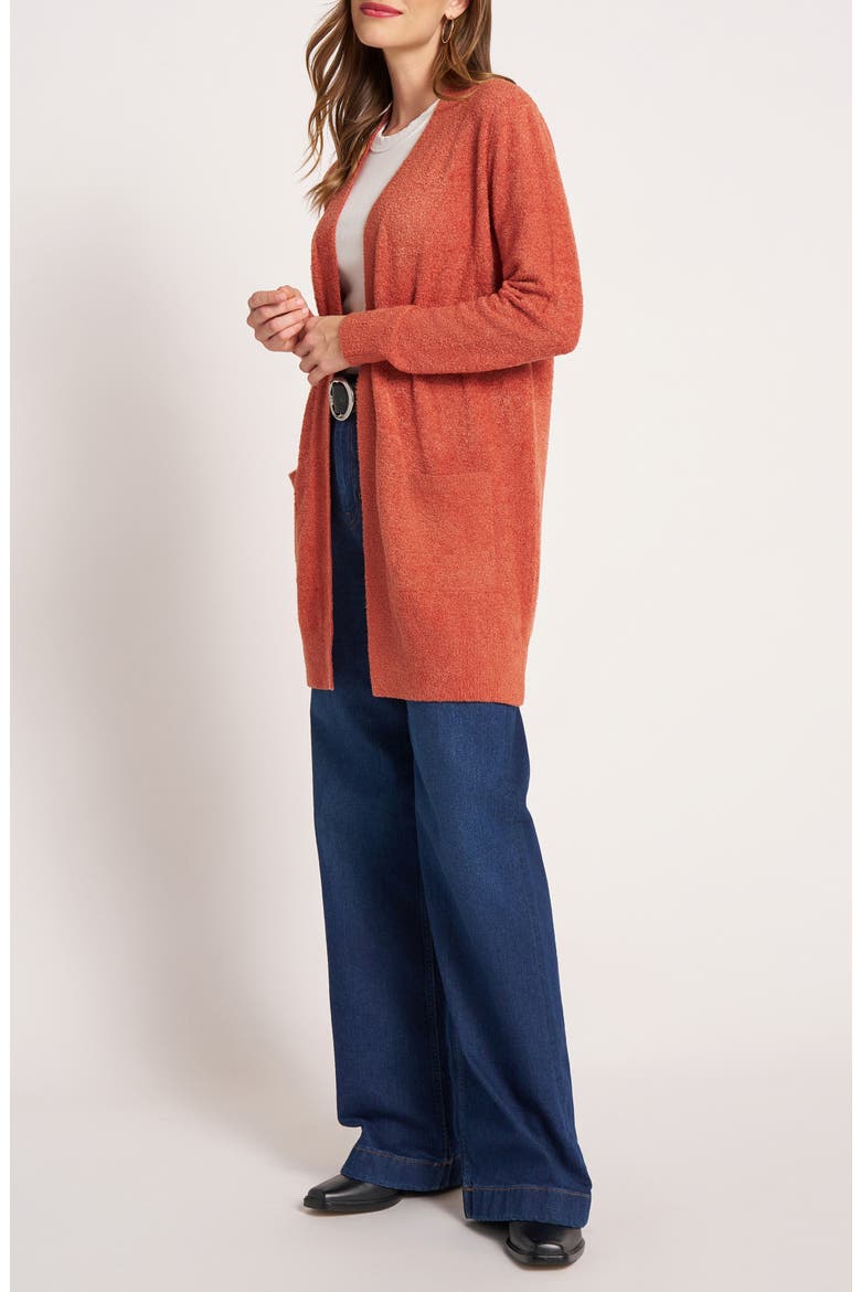 Claire Longline Open Front Cardigan, Alternate, color, SIENNA ORANGE