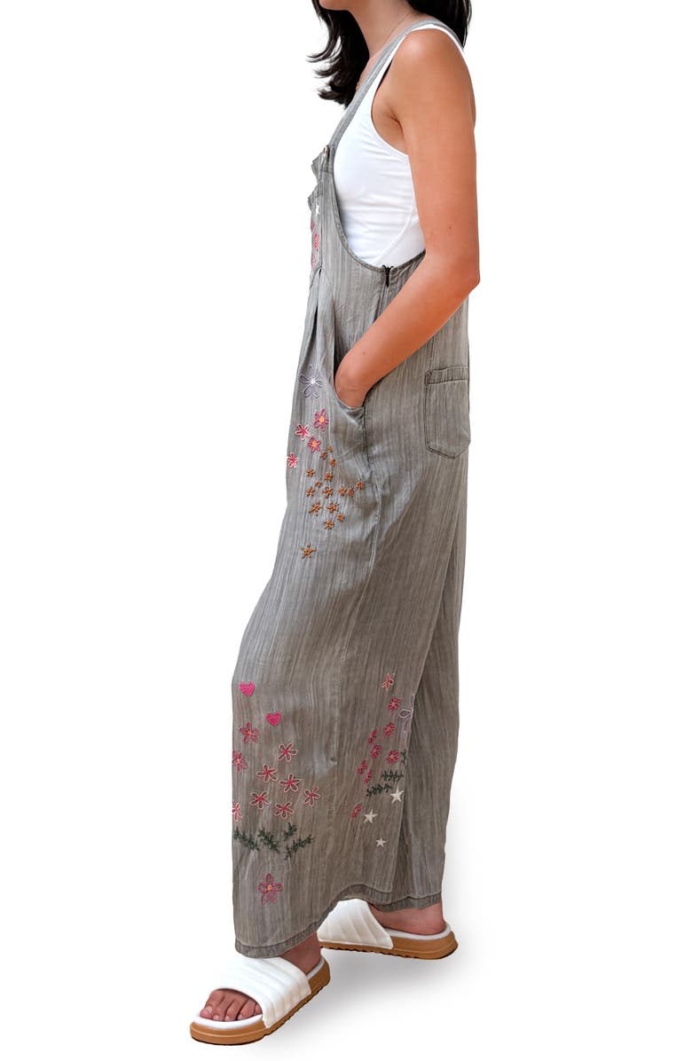 Billy T In Full Bloom Denim Overalls, Alternate, color, Perfect Grey