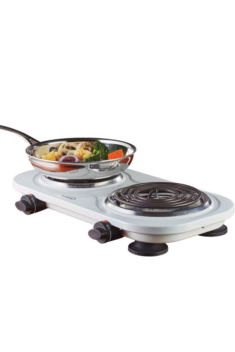 Electric 1500W Double Burner, Alternate, color, White
