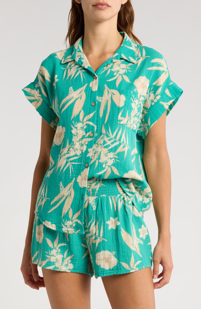 PJ Salvage Tahitian Tropics Cotton Gauze Short Pajamas, Main, color,