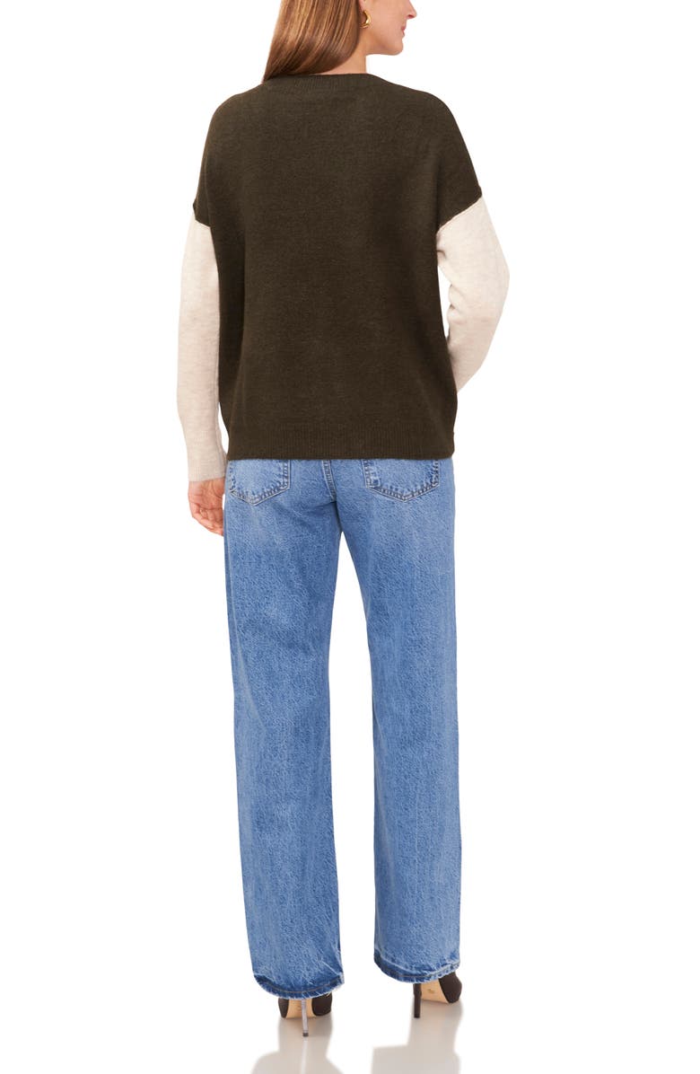 Vince Camuto Colorblock Sweater, Alternate, color, Dark Olive