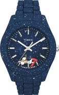 Timex® Waterbury Ocean x Peanuts® Recycled Plastic Bracelet Watch, 42mm
