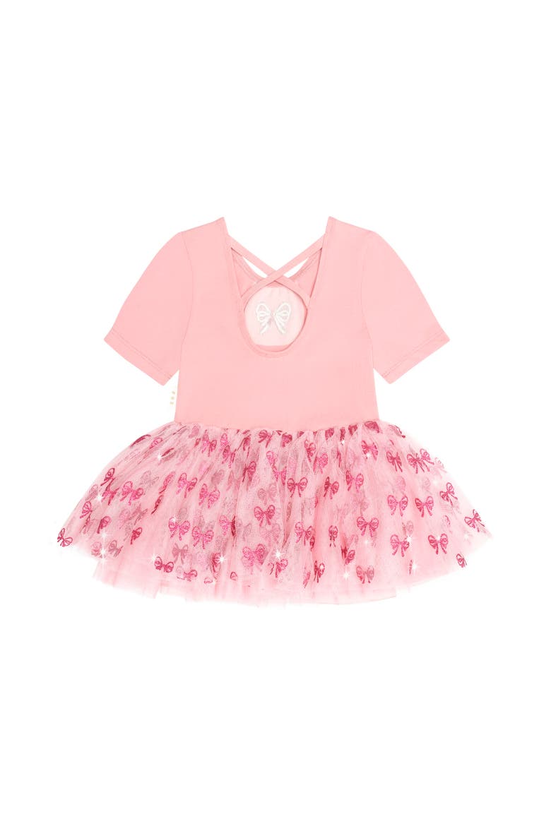 Glitter Bow Tutu Tulle Dress, Alternate, color, Vintage Pink