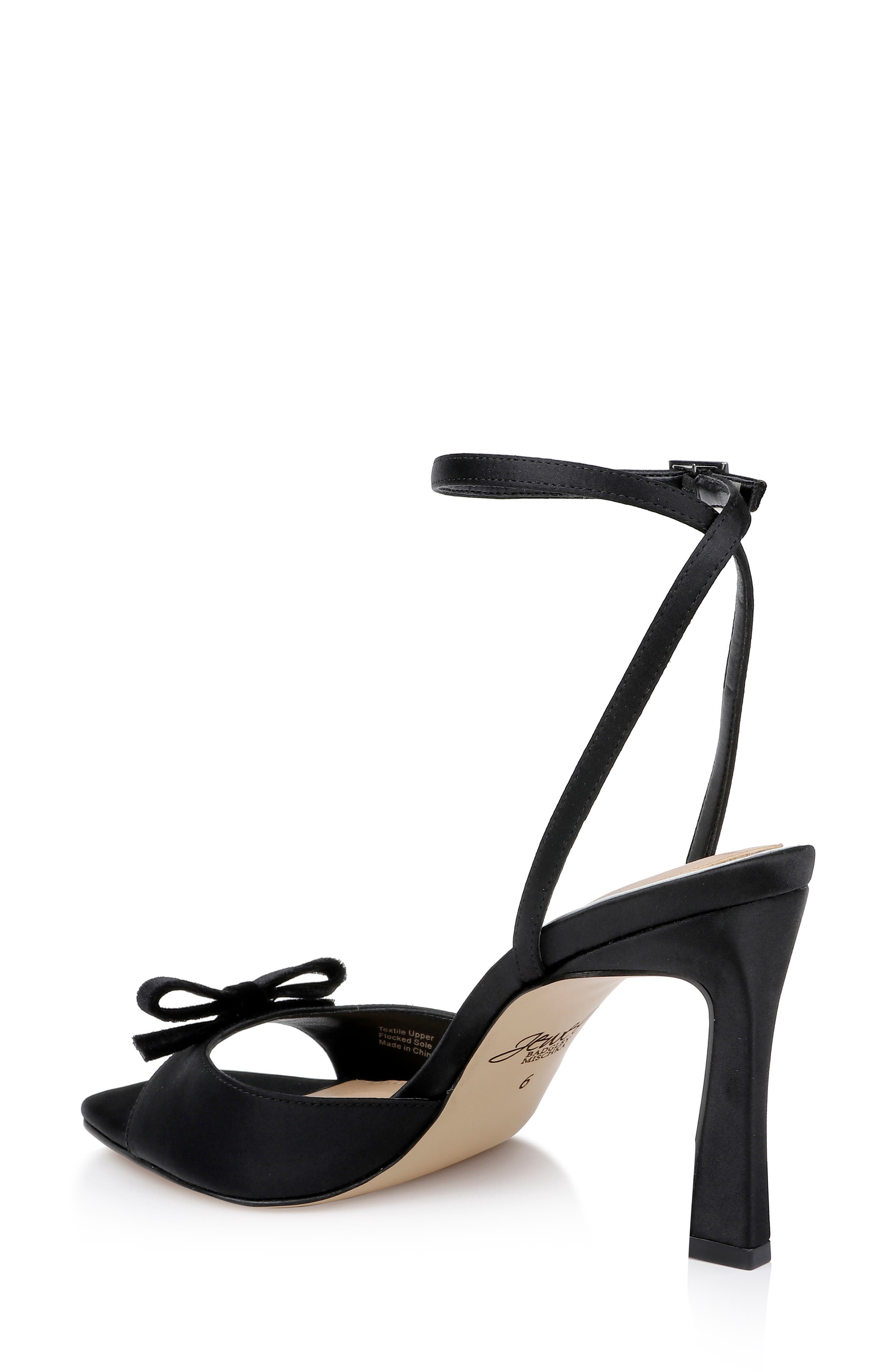 Jewel Badgley Mischka Elisha Ankle Strap Sandal, Alternate, color, Black Satin