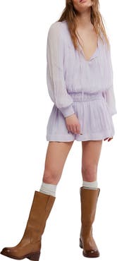 Free People Sunbeam Long Sleeve Cotton Blend Minidress