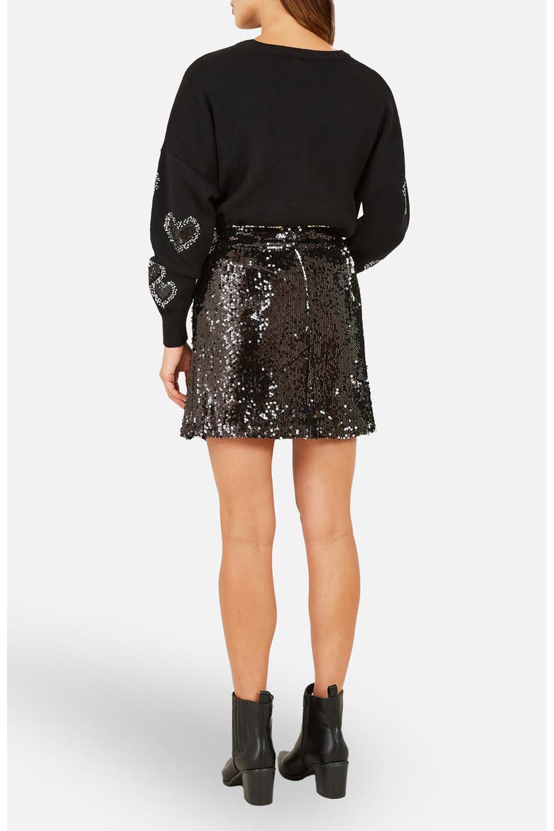 Sequin Mini Skirt, Alternate, color, Black