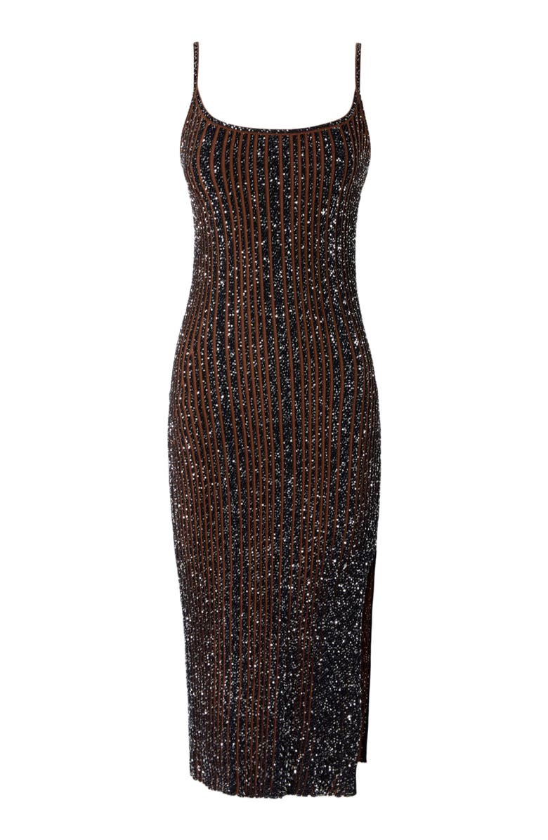 Missoni Sleeveless Ribbed Midi Dress With Sequins And Slit, Alternate, color, Black & Brown