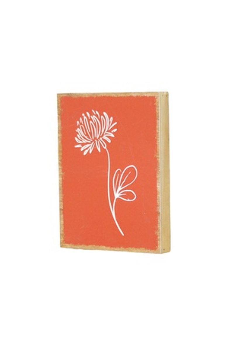 Wood 9.5 Inch Red Floral Pattern Wall Art, Decorative Wooden Wall Décor Accent, Main, color, Red