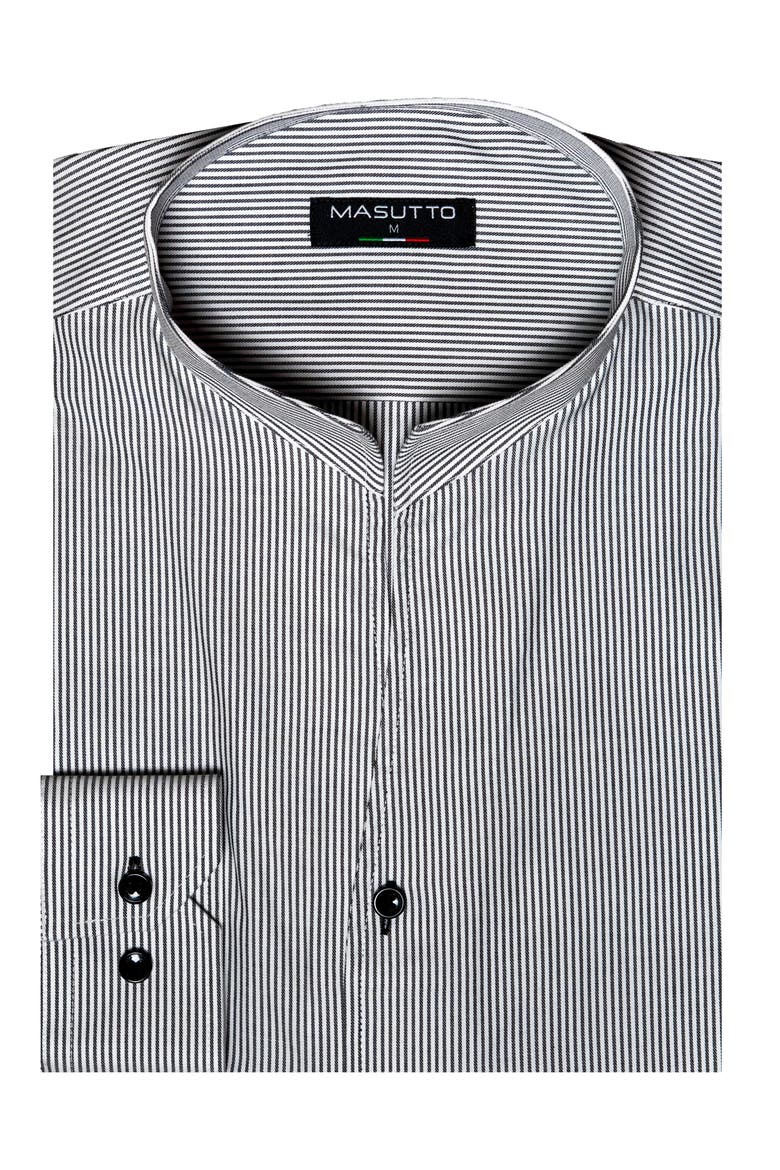 London Tulip Stand Up Collar Long Sleeve Shirt, Main, color, Black