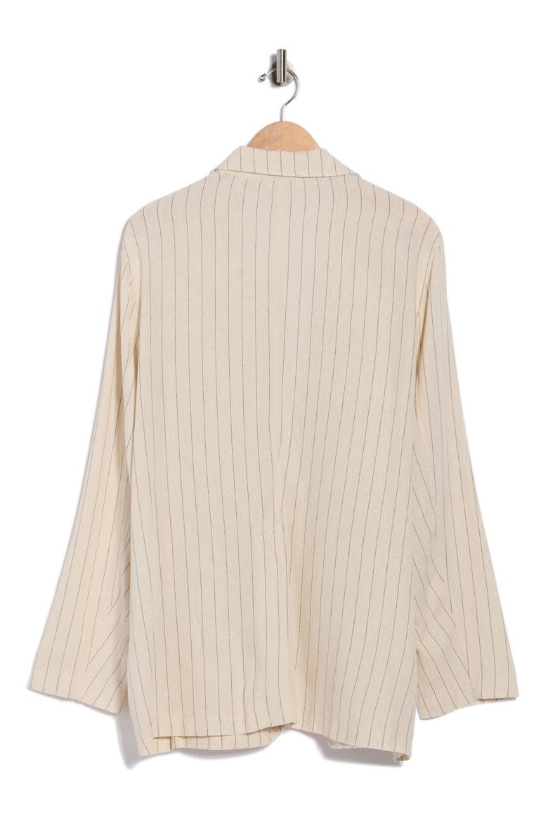 Oversize Pinstripe One-Button Blazer, Alternate, color, NATRUAL / BLACK STRIPE