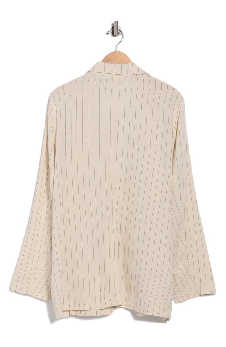 MAX STUDIO Oversize Pinstripe One-Button Blazer, Alternate, color, Natrual / Black Stripe