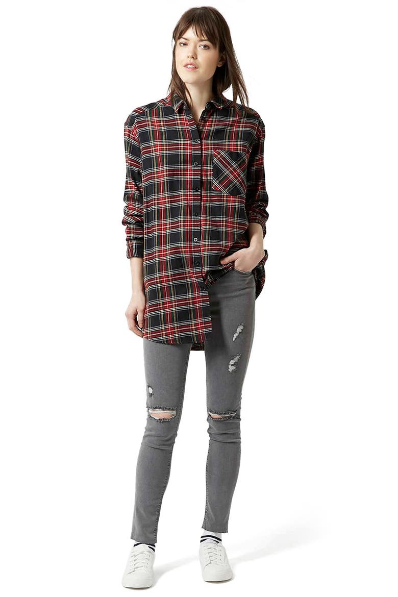'Jamie' High Rise Ripped Skinny Jeans, Alternate, color, GREY