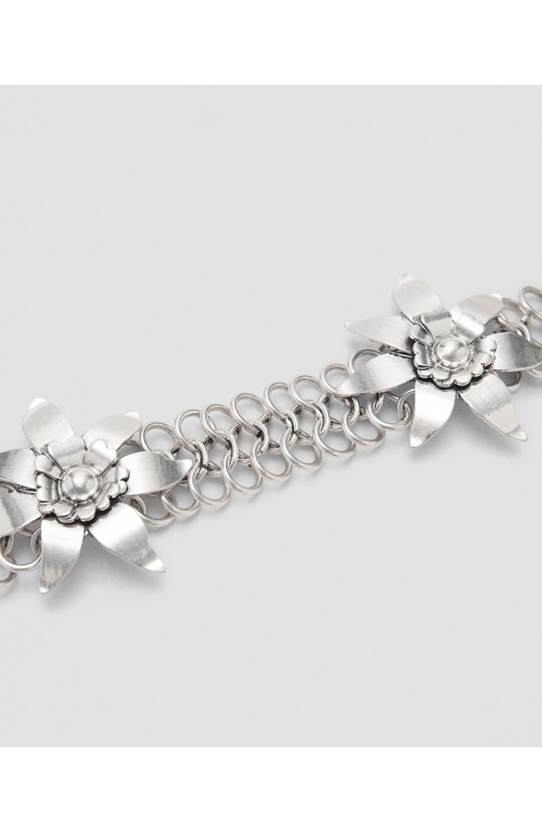 MANGO Metallic Flower Chain Belt, Alternate, color, Silver