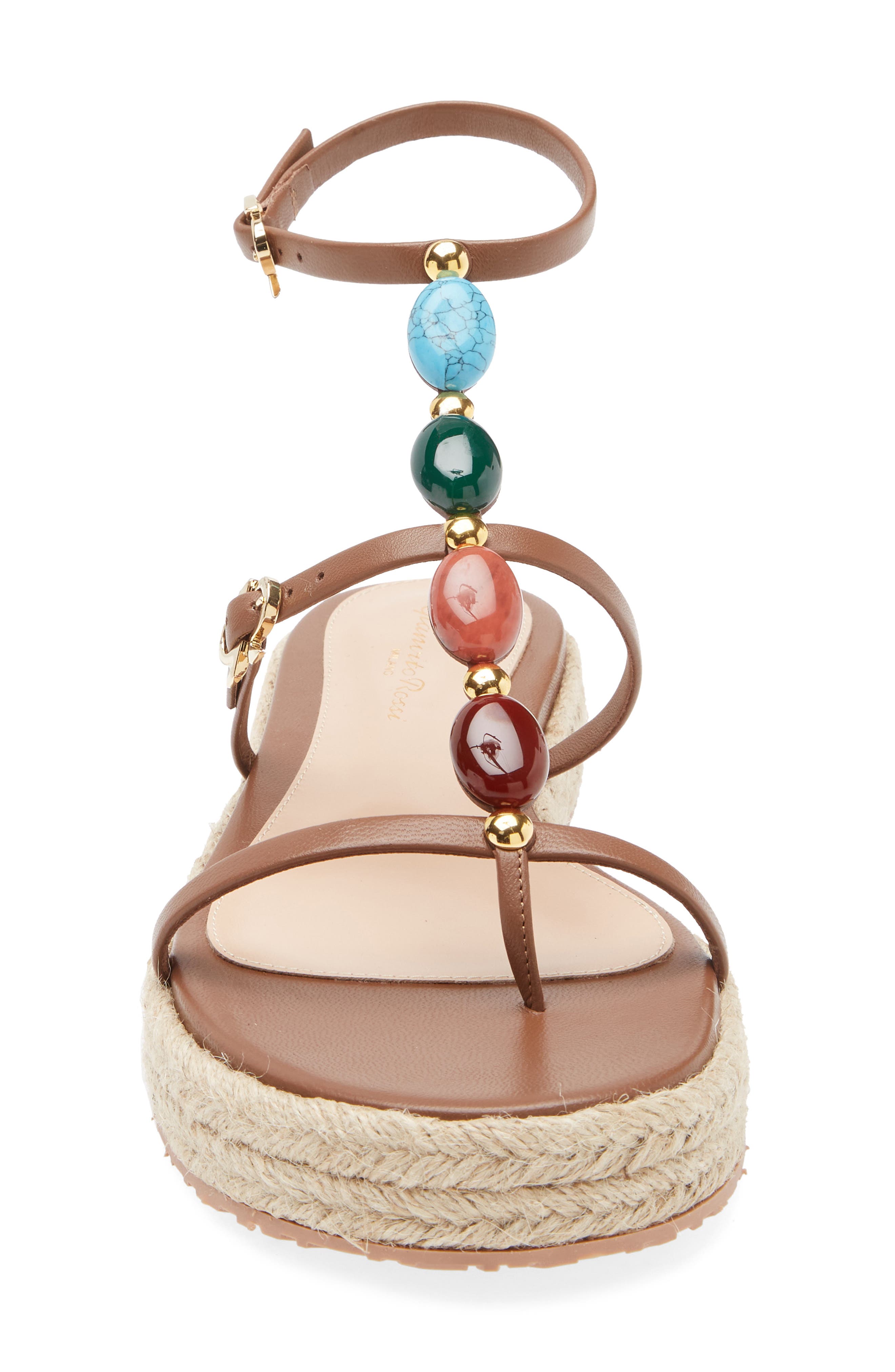 Gianvito Rossi Stone Embellished Espadrille Sandal, Alternate, color, Cuoio Naturale