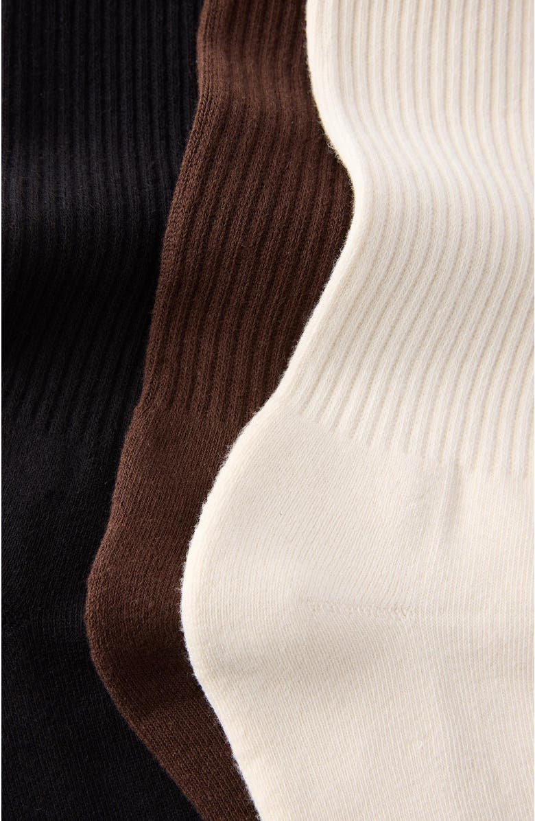 Cotton On Men's 3 Pack Essential Crew Socks, Alternate, color, Chocolate Bone Black