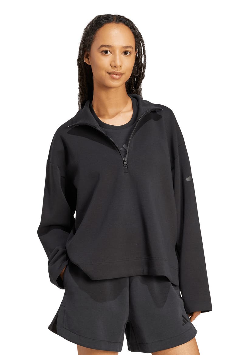 All Szn Quarter Zip Performance Sweatshirt, Alternate, color, BLACK