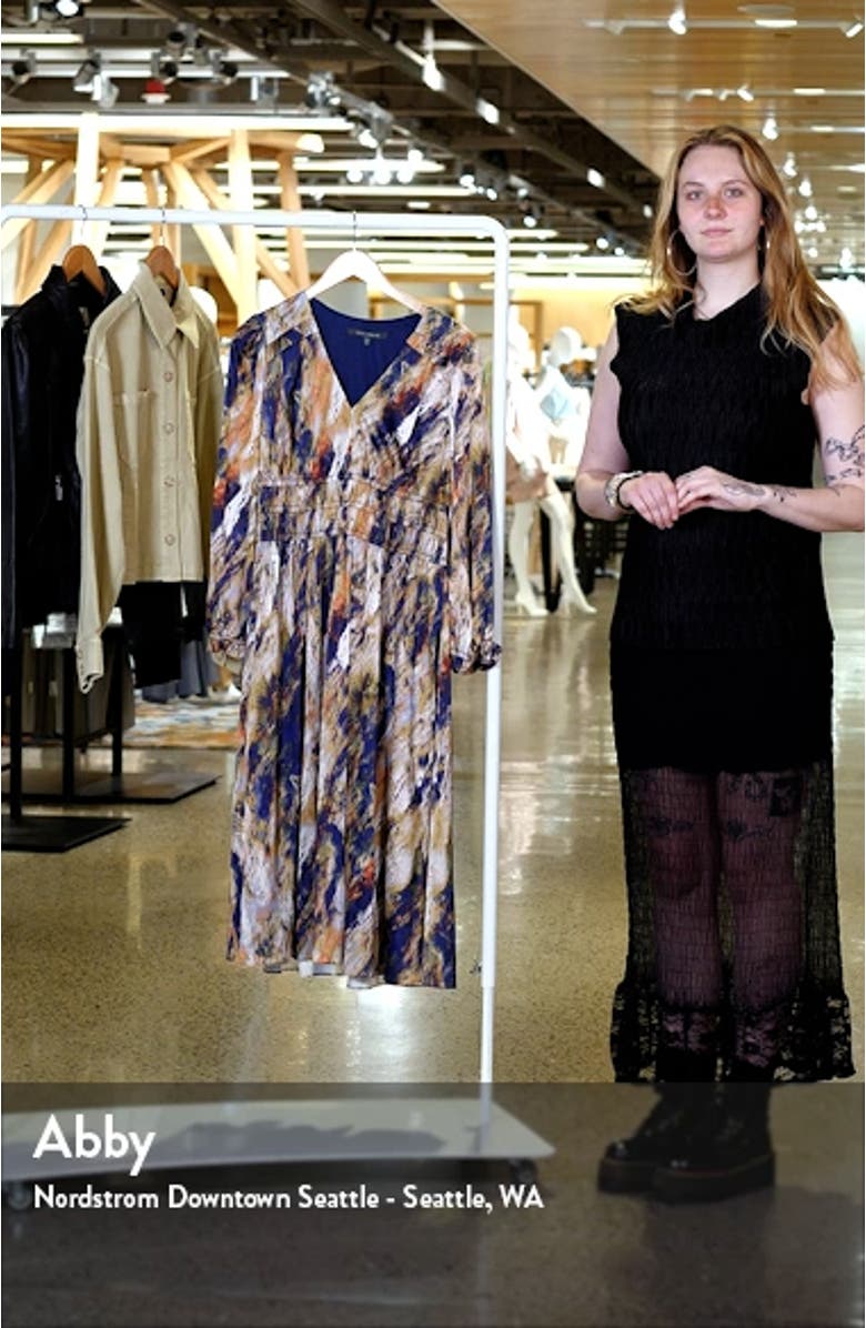Abstract Print Long Sleeve Midi Dress, sales video thumbnail